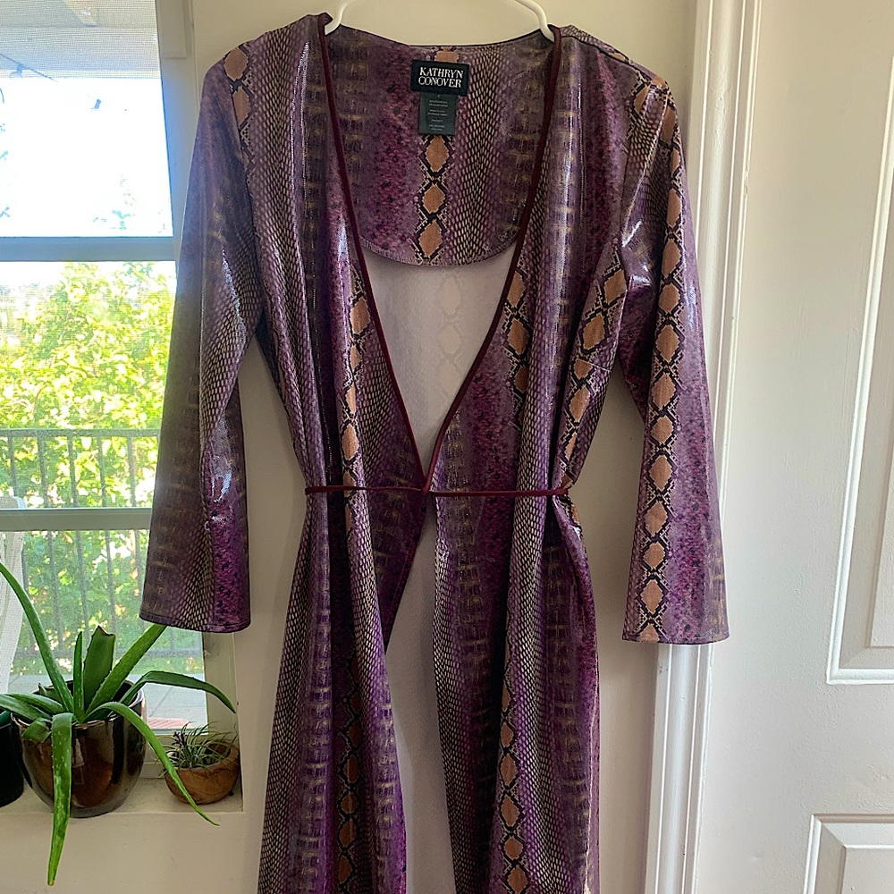Purple Faux Snakeskin Wrap Dress or Long Jacket